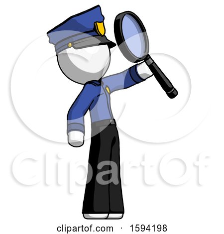 White Police Man Inspecting with Large Magnifying Glass Facing up by Leo Blanchette