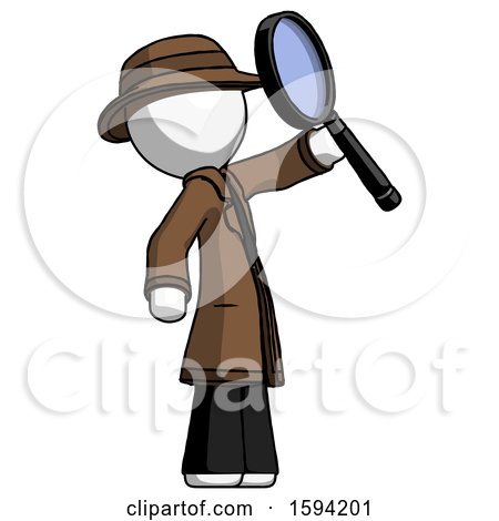 White Detective Man Inspecting with Large Magnifying Glass Facing up by Leo Blanchette