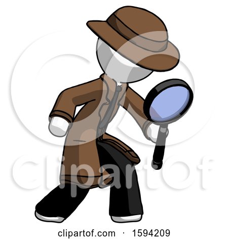 White Detective Man Inspecting with Large Magnifying Glass Right by Leo Blanchette