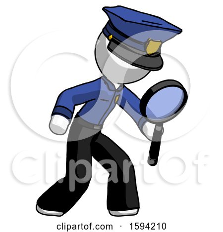 White Police Man Inspecting with Large Magnifying Glass Right by Leo Blanchette
