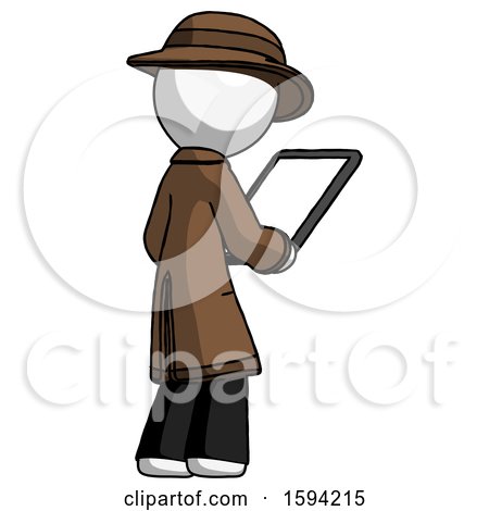 White Detective Man Looking at Tablet Device Computer Facing Away by Leo Blanchette