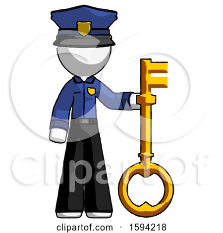 White Police Man Holding Key Made of Gold by Leo Blanchette
