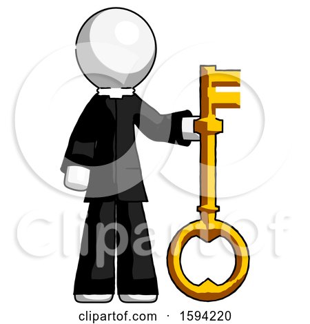 White Clergy Man Holding Key Made of Gold by Leo Blanchette