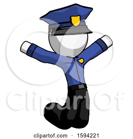 White Police Man Jumping or Kneeling with Gladness by Leo Blanchette