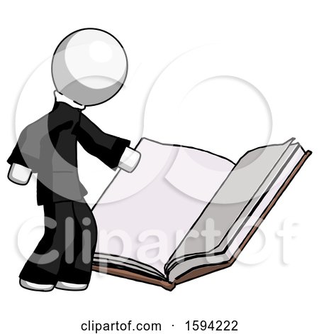 White Clergy Man Reading Big Book While Standing Beside It by Leo Blanchette