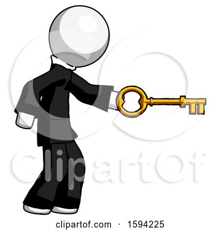 White Clergy Man with Big Key of Gold Opening Something by Leo Blanchette