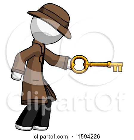 White Detective Man with Big Key of Gold Opening Something by Leo Blanchette