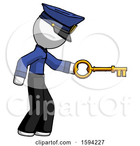 White Police Man with Big Key of Gold Opening Something by Leo Blanchette