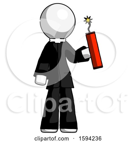 White Clergy Man Holding Dynamite with Fuse Lit by Leo Blanchette