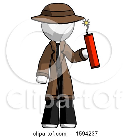 White Detective Man Holding Dynamite with Fuse Lit by Leo Blanchette