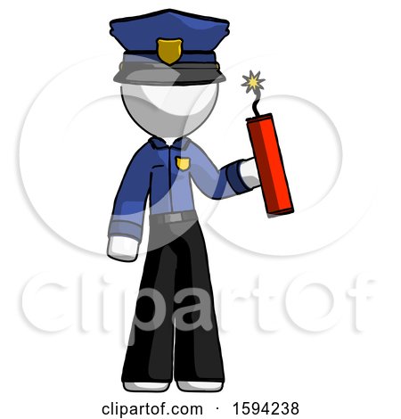 White Police Man Holding Dynamite with Fuse Lit by Leo Blanchette