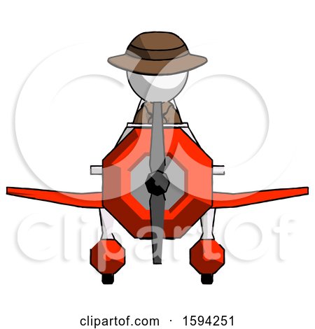 White Detective Man in Geebee Stunt Plane Front View by Leo Blanchette