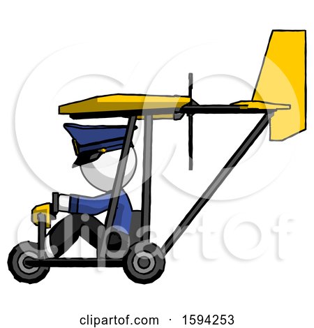 White Police Man in Ultralight Aircraft Side View by Leo Blanchette