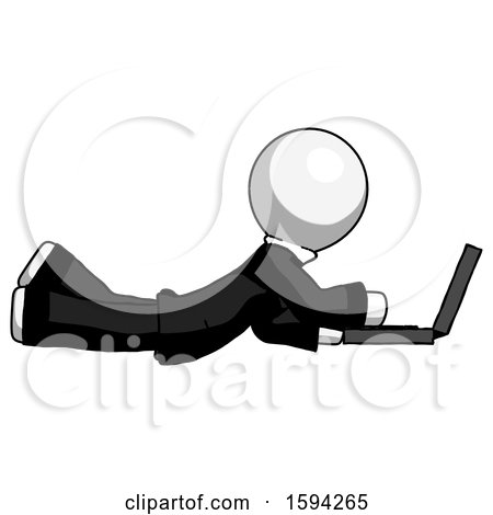 White Clergy Man Using Laptop Computer While Lying on Floor Side View by Leo Blanchette