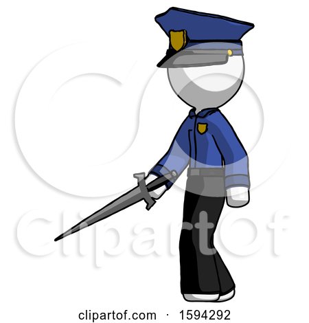 White Police Man with Sword Walking Confidently by Leo Blanchette