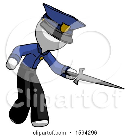 White Police Man Sword Pose Stabbing or Jabbing by Leo Blanchette