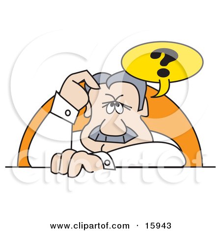 Confused Man Scratching His Forehead Clipart Illustration by Andy Nortnik