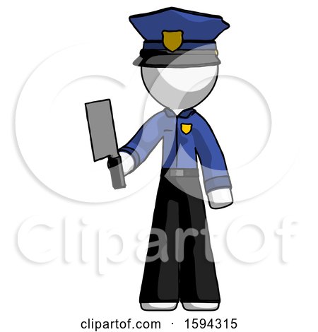 White Police Man Holding Meat Cleaver by Leo Blanchette