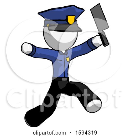 White Police Man Psycho Running with Meat Cleaver by Leo Blanchette