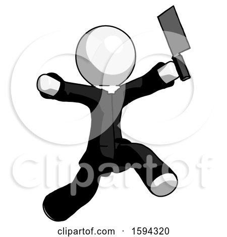 White Clergy Man Psycho Running with Meat Cleaver by Leo Blanchette