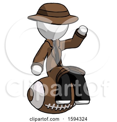 White Detective Man Sitting on Giant Football by Leo Blanchette