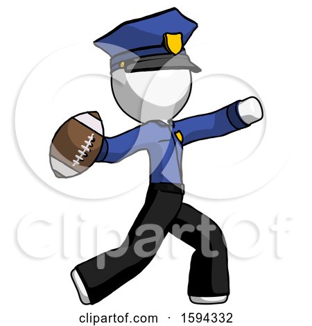 White Police Man Throwing Football by Leo Blanchette