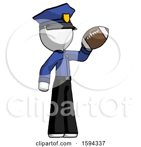 White Police Man Holding Football up by Leo Blanchette