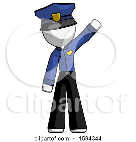White Police Man Waving Emphatically with Left Arm by Leo Blanchette