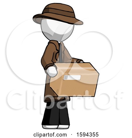 White Detective Man Holding Package to Send or Recieve in Mail by Leo Blanchette
