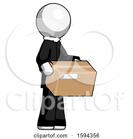 White Clergy Man Holding Package to Send or Recieve in Mail by Leo Blanchette