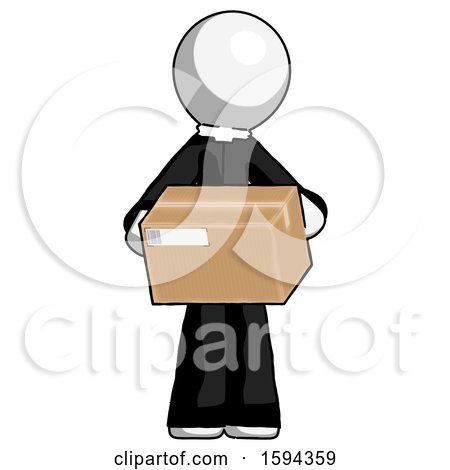 White Clergy Man Holding Box Sent or Arriving in Mail by Leo Blanchette