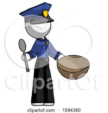 White Police Man with Empty Bowl and Spoon Ready to Make Something by Leo Blanchette