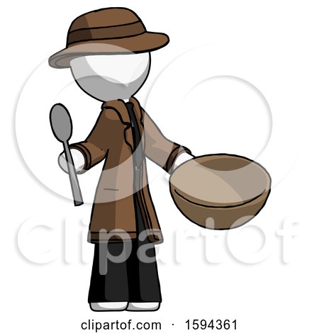 White Detective Man with Empty Bowl and Spoon Ready to Make Something by Leo Blanchette