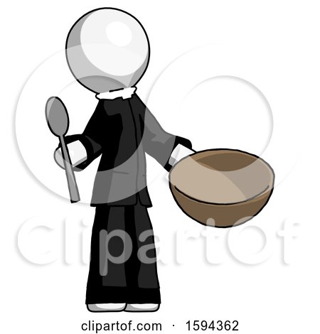 White Clergy Man with Empty Bowl and Spoon Ready to Make Something by Leo Blanchette
