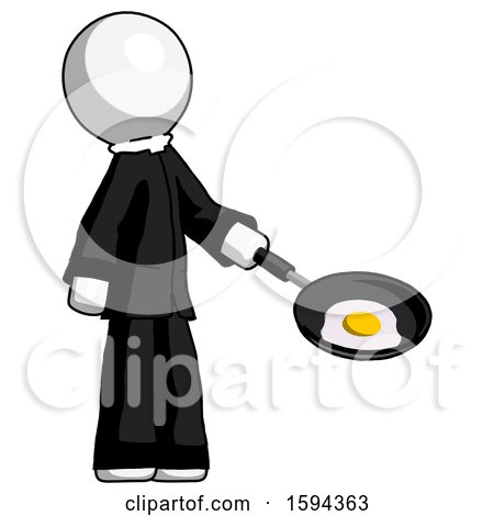 White Clergy Man Frying Egg in Pan or Wok Facing Right by Leo Blanchette