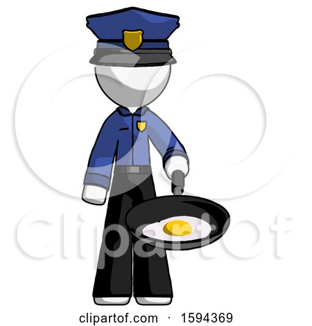 White Police Man Frying Egg in Pan or Wok by Leo Blanchette