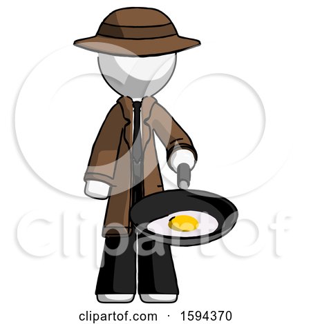 White Detective Man Frying Egg in Pan or Wok by Leo Blanchette