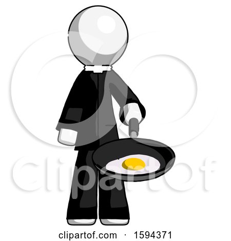 White Clergy Man Frying Egg in Pan or Wok by Leo Blanchette