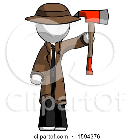 White Detective Man Holding up Red Firefighter's Ax by Leo Blanchette