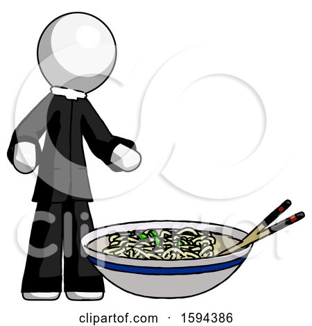 White Clergy Man and Noodle Bowl, Giant Soup Restaraunt Concept by Leo Blanchette