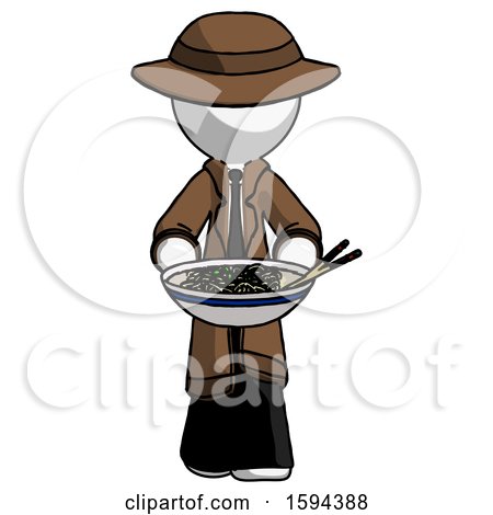 White Detective Man Serving or Presenting Noodles by Leo Blanchette
