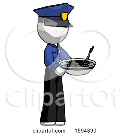 White Police Man Holding Noodles Offering to Viewer by Leo Blanchette