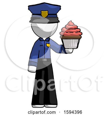 White Police Man Presenting Pink Cupcake to Viewer by Leo Blanchette