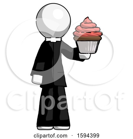 White Clergy Man Presenting Pink Cupcake to Viewer by Leo Blanchette