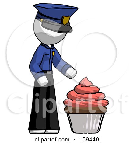 White Police Man with Giant Cupcake Dessert by Leo Blanchette
