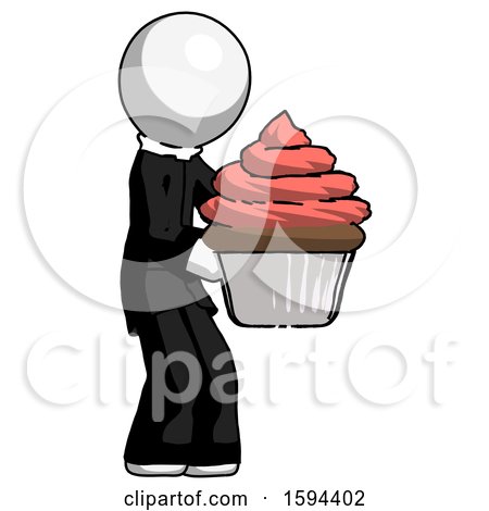White Clergy Man Holding Large Cupcake Ready to Eat or Serve by Leo Blanchette