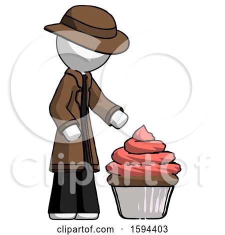 White Detective Man with Giant Cupcake Dessert by Leo Blanchette
