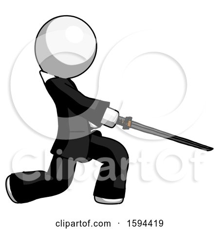White Clergy Man with Ninja Sword Katana Slicing or Striking Something by Leo Blanchette