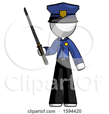 White Police Man Standing up with Ninja Sword Katana by Leo Blanchette