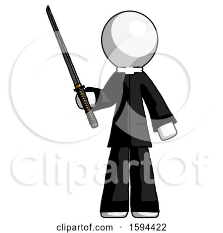 White Clergy Man Standing up with Ninja Sword Katana by Leo Blanchette